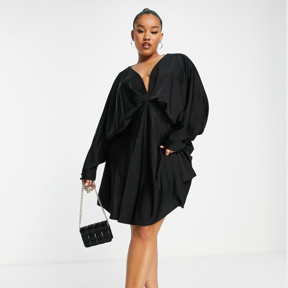 ASOS Curve Batwing Satin Mini Dress